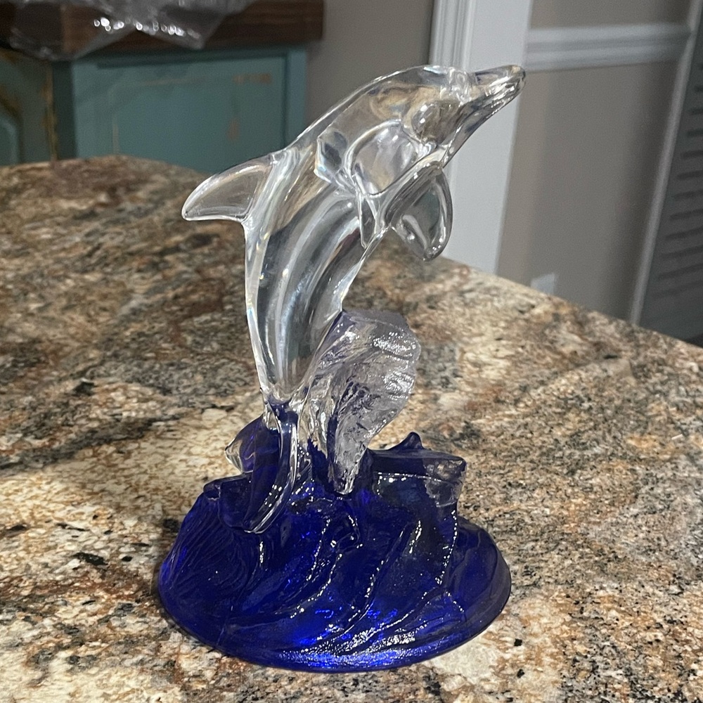 Cristal d’Arques Vintage Crystal Dolphin Figurine
